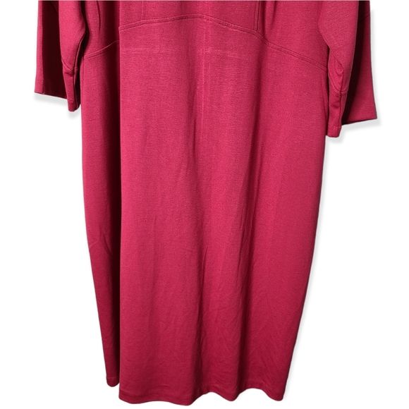 Eloquii Button Detail Raspberry Stretch Ponte Knit Dress - Picture 4 of 10